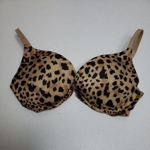 VICTORIAS SECRET PINK BRA  Leopard Animal Print Push Up 34D